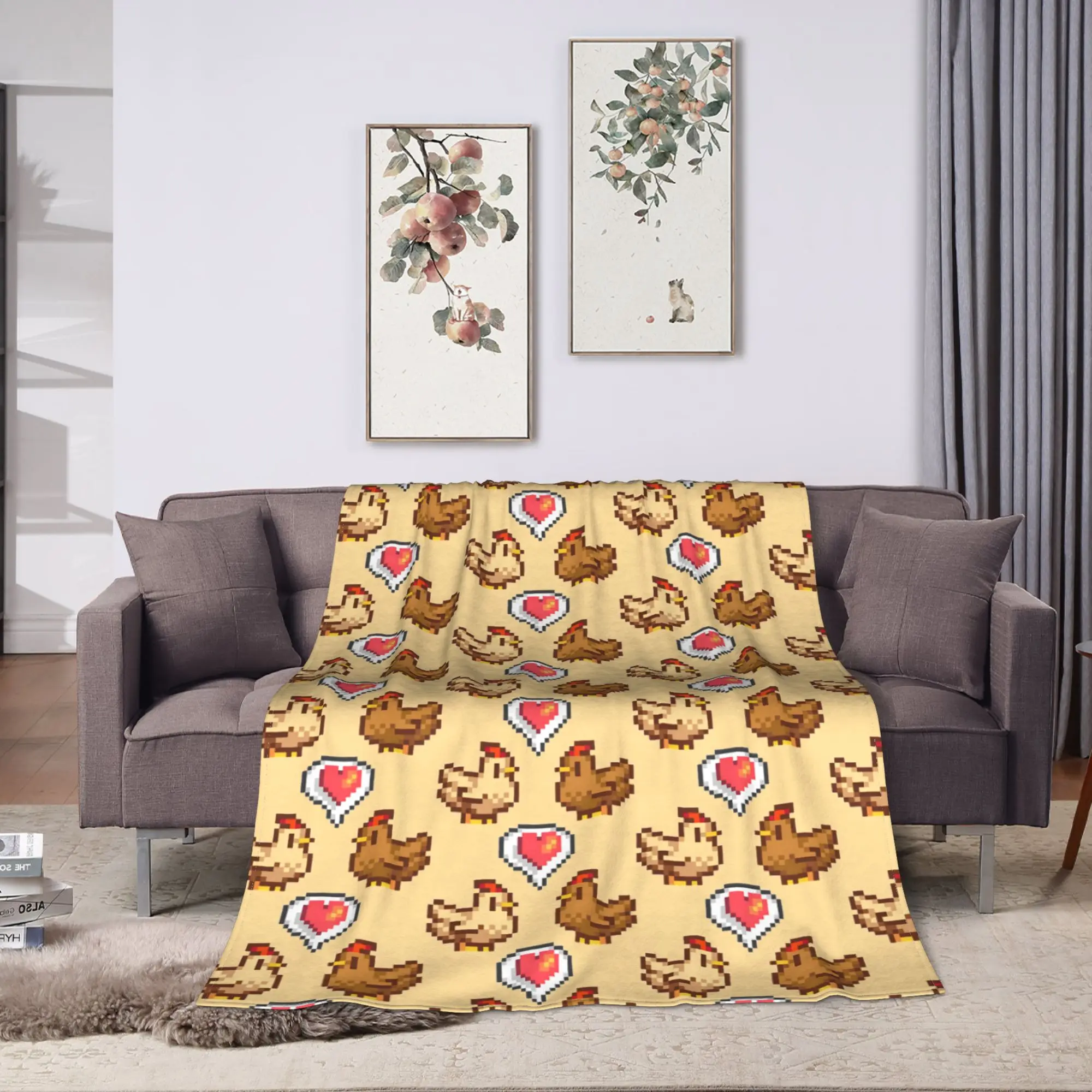 Warm Soft Blankets Travel Office Stardew Valley Chicken Love Throw Blanket  Flannel Bedspread For Outdoor Fashion Sofa Bed Cover