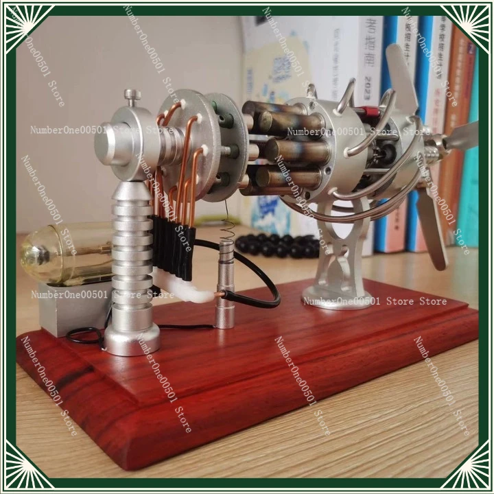 Swashplate Type 16-Cylinder Aircraft Engine Model 8-Cylinder Thermodynamic Powered Mini Steam Engine DIY Science Educational Toy