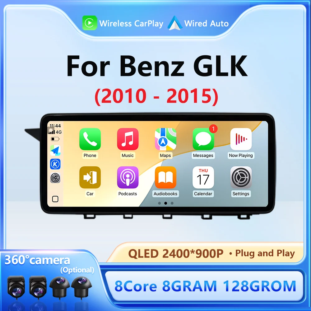 Для Benz GLK 2010-2015 Беспроводной Carplay Android автомагнитола Мультимедиа GPS-навигация DSP Стерео Wi-Fi BT Экран Аксессуары