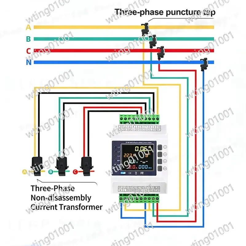 100A 200A 300A WiFi Smart Energy Meter Bi Directional with 3 CT Clamps Over Under Voltage Protector Relay Switch for Home