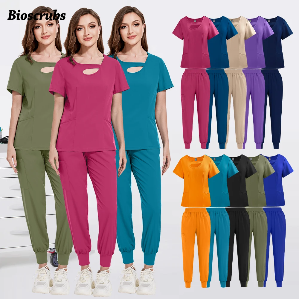 ฤดูร้อนน้ําหนักเบา Quick-drying ชุดขัดคุณภาพสูง Multicolor ทางการแพทย์ชุดผู้หญิงความงาม TOP Jogger กางเกง Workwear ผ่าตัด