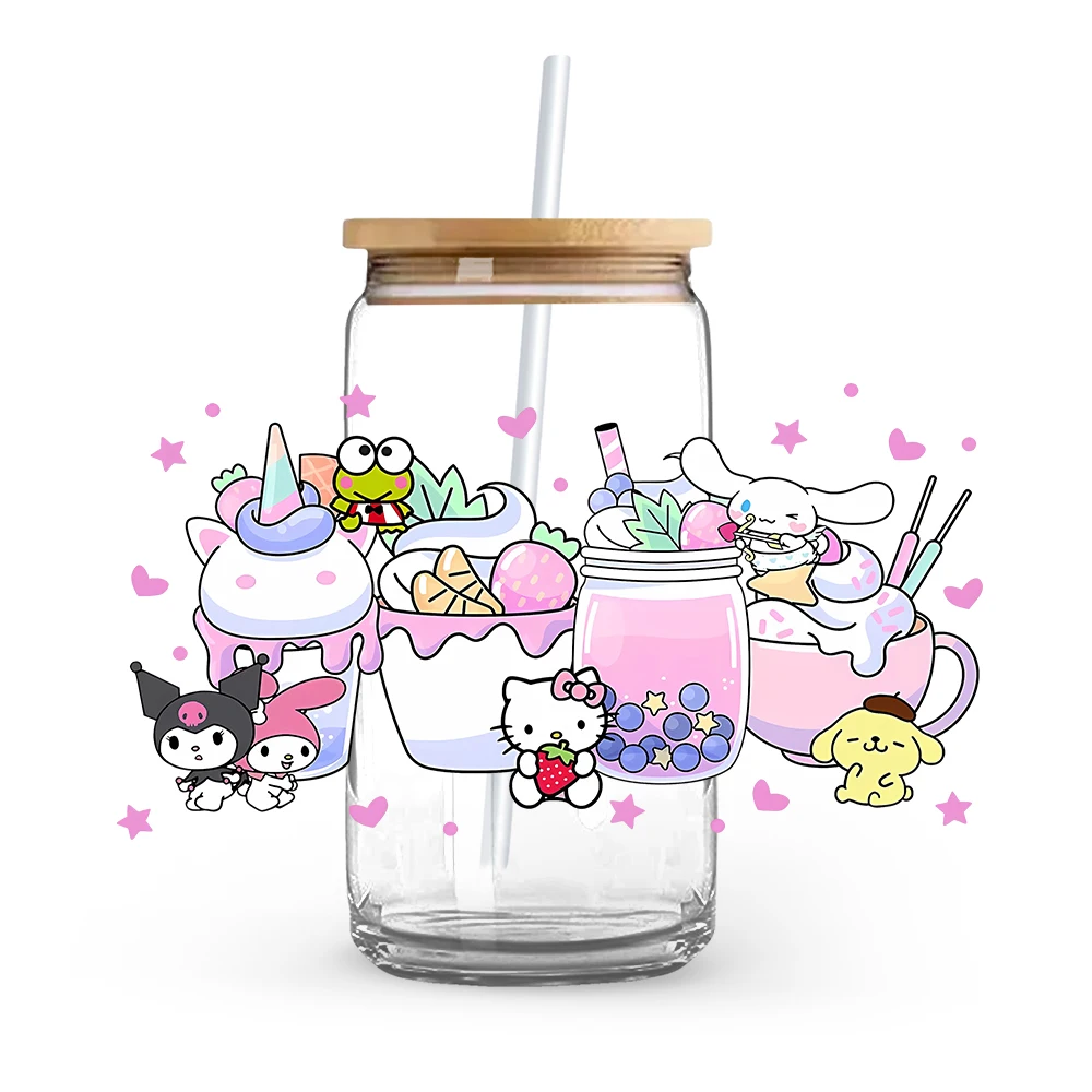 KAWAII Cute Animals 16OZ Cup UV DTF Wrap Self-adhesive Decals Printable Film Roll Waterproof  DTF Transfer Film