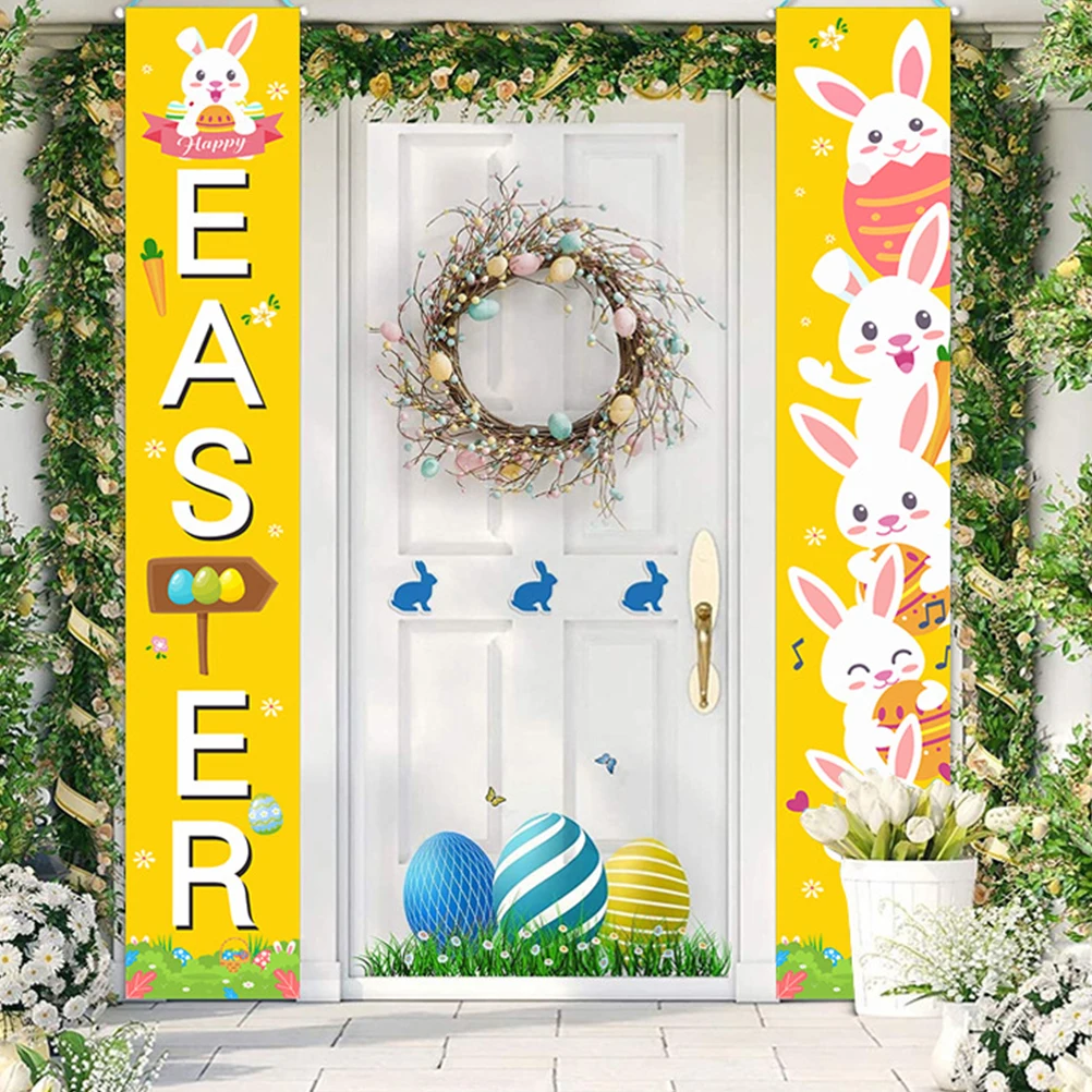 

Easter Party Decorations Durable Oxford Cloth Banner Large Size Door Yard Wall Hanging Easter Supplies Vintage Festive