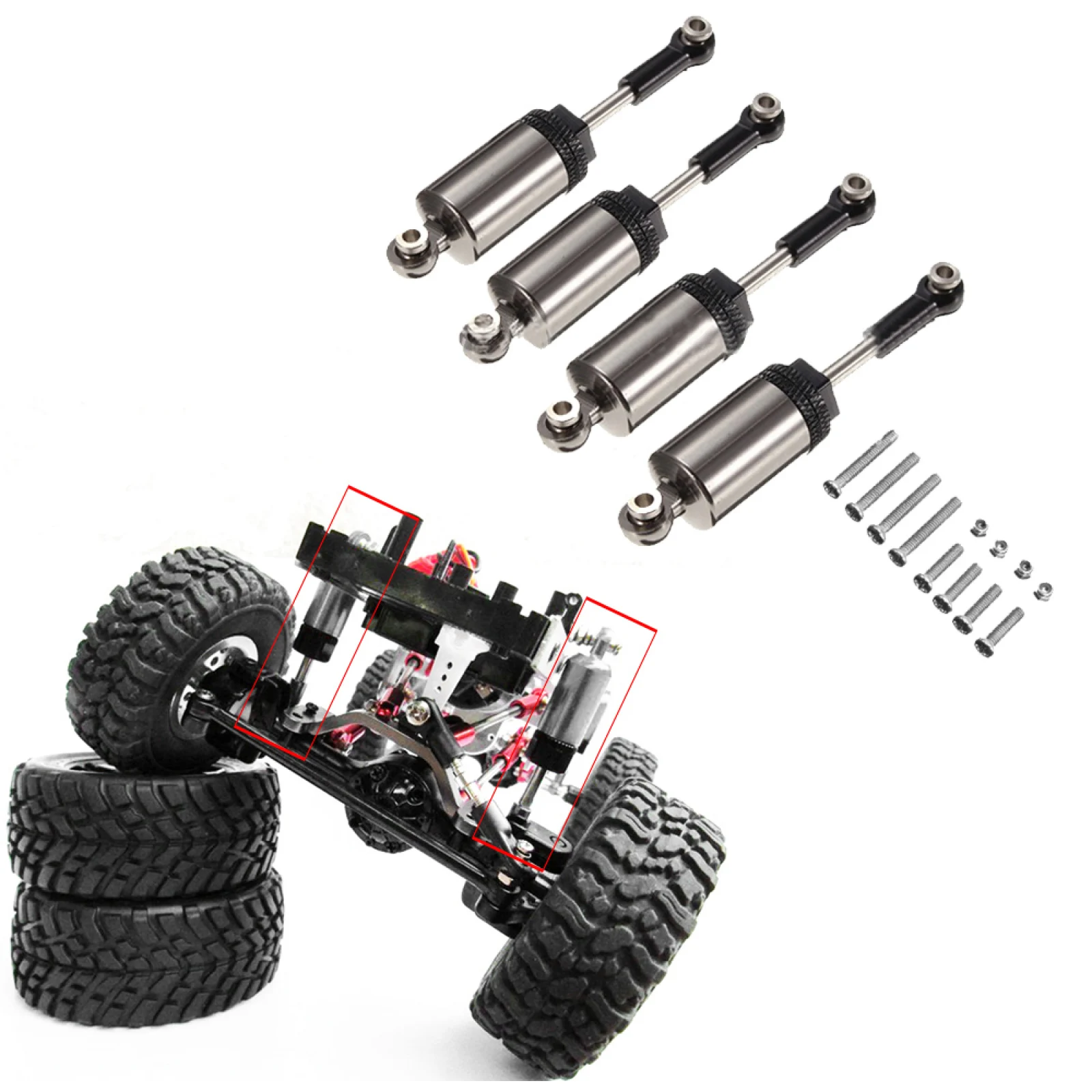 4 * سبيكة كاملة 61 مللي متر/2.4 "ممتص الصدمات ث/المسمار لـ Henglong WPL C14 C14K C24 C24K 1/16 RC قطع غيار السيارات نصف شاحنة المعدلة #4