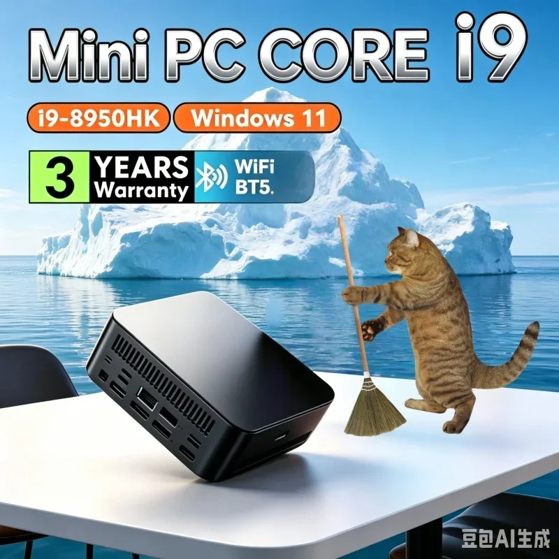

2026 Celestial Slender MINI PC Windows 11 Pro Core I9 8950HK RAM 1TB SSD WIFI 6 BT5.2 4K HD Luminous Multimedia Gaming Office
