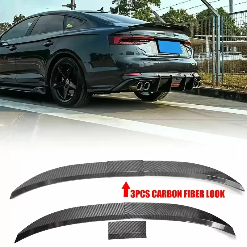 Dreiteiliger universeller Heckspoiler ohne Bohren, Kohlefaser-Optik, Kofferraumspoiler, sportliche Modifikation, Upgrade-Zubehör für die Fahrzeugkarosserie – Detail 5