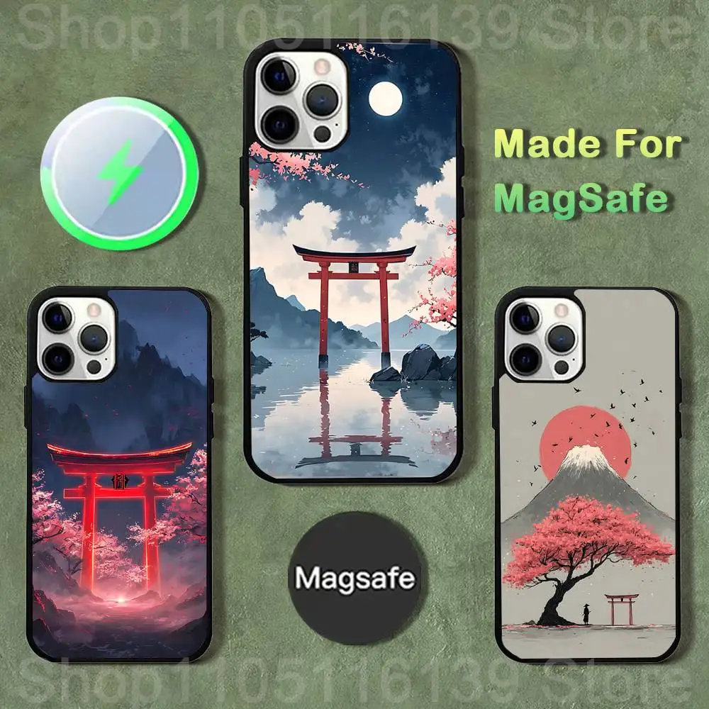 

Japanese Red Torii Gate Phone Case For iPhone 17,16,15,14,13,12,11,Pro,Max,Plus,Mini,SE4,E Magnetic Magsafe Wireless Charging