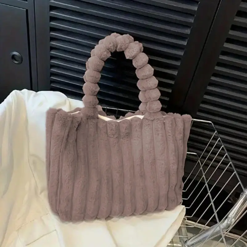 

Plush Bag Vintage Large Capacity Soft Solid Color Fashion Student Simple Commuter Tote Simple All-Match Elegant Lady Bags