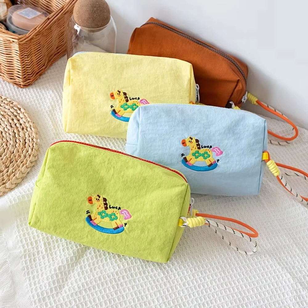 Embroidered Storage Bag Colorful Nylon Makeup Bag Korean Ins Bag Korean For Handbag Phone Holder Travel