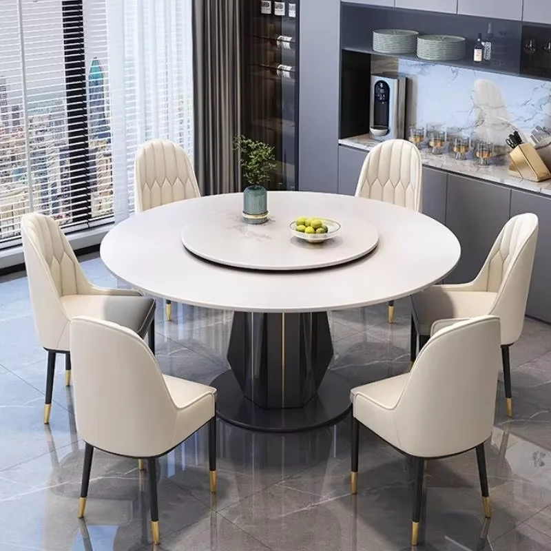 Rotating Tray Dining Table Nordic Minimalist Luxury Small Round Dining Table Kitchen Modern Mesa Para Comedor Furniture Home