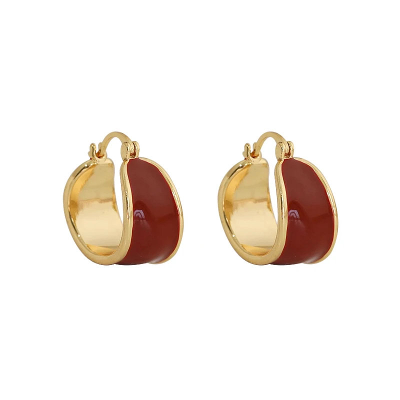 

French burgundy ankara red earrings retro drip glaze earrings light luxury temperament earrings