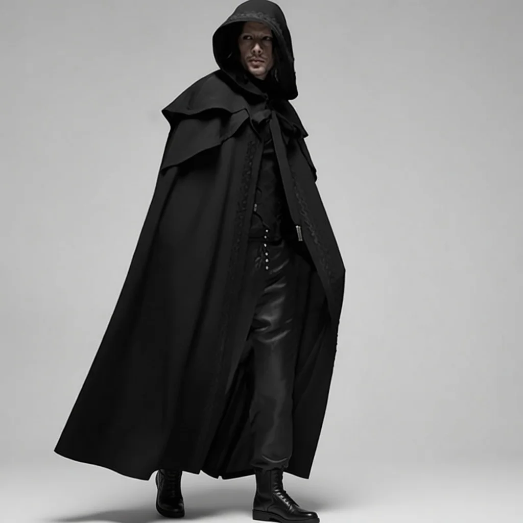

Men's Long Gothic Style Hooded Cloak for Halloween Party 4 Colors Available Ethnic Stage Costume Winter Medieval Theme