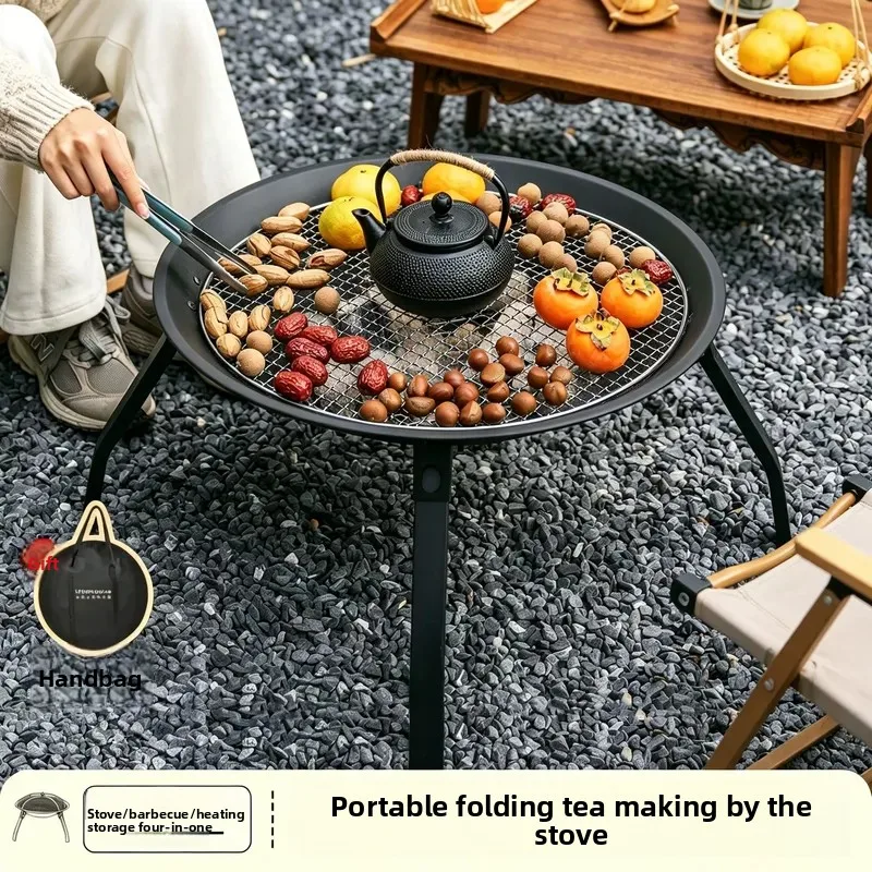 For German Enclosed Stove Making Tea Grill Set Outdoor Portable Folding Full Set Charcoal Stove