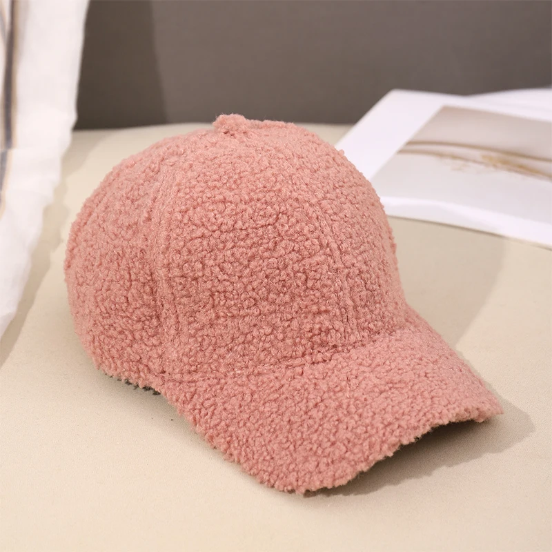 Neue 16 Farben Herbst Winter Baseball Kappe Frauen Künstliche Lamm Wolle Hüte Version Flut Warme Plüsch Baseball Caps Baseball Kappe – Detail 11