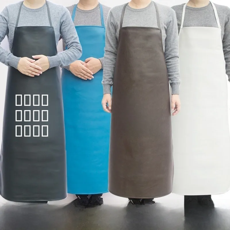 مريلة جلدية مقاومة للماء ومقاومة للزيوت للرجال والنساء ملابس عمل المطبخ معطف طويل ناعم من البولي يوريثان Ci Faion #3