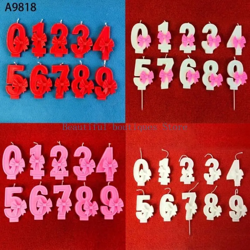 U4LF الإبداعية Bowknot عدد على شكل قالب من السيليكون لتزيين الكعكة وقوالب عدد النحت الشوكولاته لمشاريع DIY #4