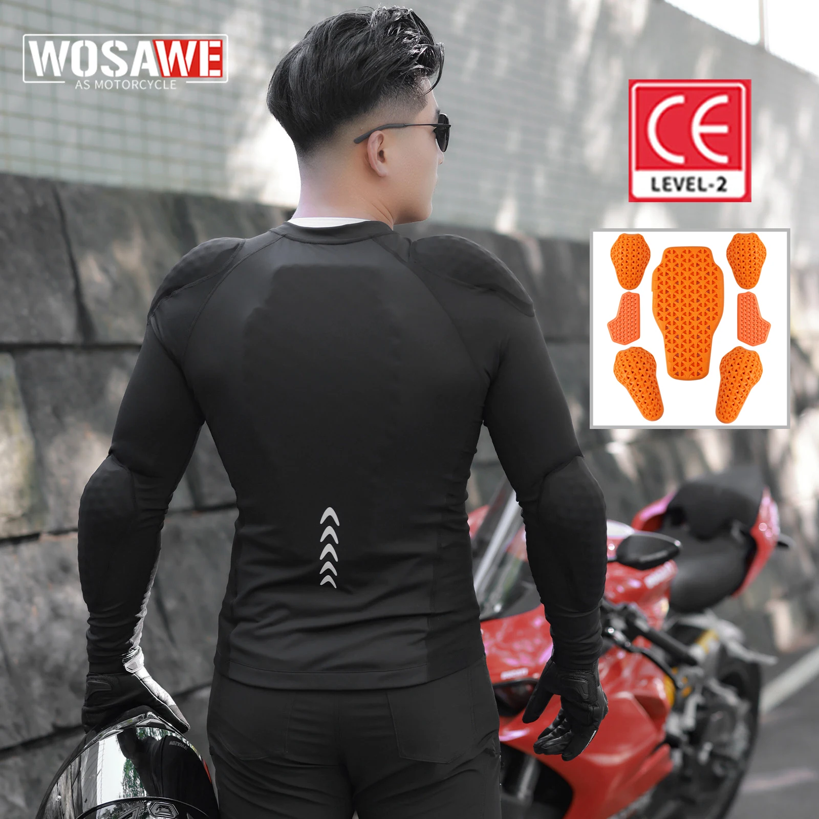 WOSAWE Summer Motorcycle Jackets Full Body Armor Protection Jacket For Motorbike Racing Lightweight Soft Motocross Clothing