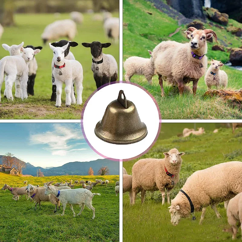 Adjustable Goat Collars with Bells Dog Collar Pet Leash Nylon Rope Sheep Grazing Copper Bell Farm Animal Accessories