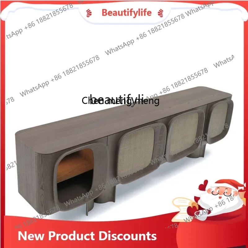 

zq1Medieval entrance cabinet, retro rattan, dining side cabinet, entrance entrance storage, shoe cabinet, solid wood storage