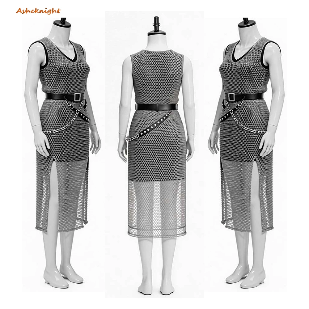 Medieval Cosplay Renaissance Chainmail Armor Dress Cloth Women Party Disguise Roleplay Outfits Suit Halloween Costume Carnival