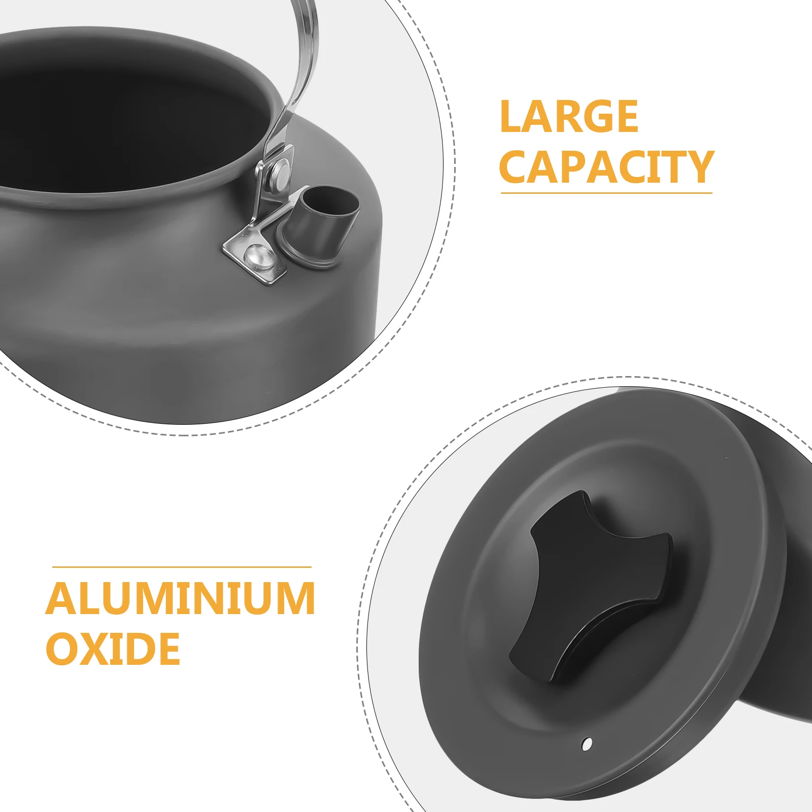 

Portable Stovetop Kettle Camping Tea Pot Multi-Function Durable Aluminum Oxide Water Boiling Pot Outdoor Kitchen Use Large