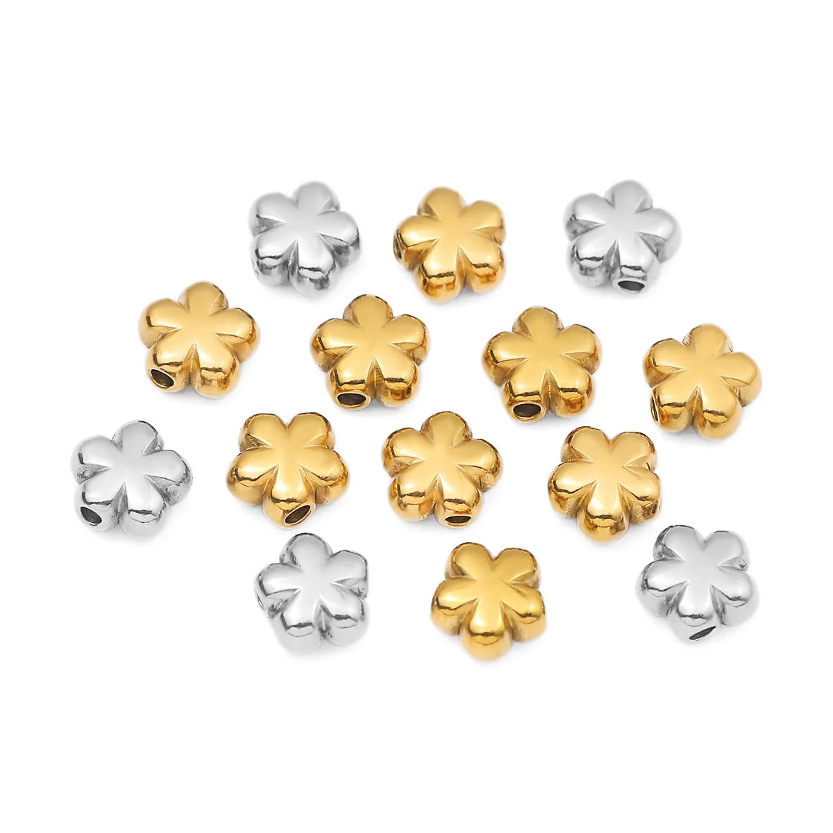 8mm Edelstahl Hydraulische Stanzform Fünfblättrige Blume Vergoldet Handgefertigt DIY Schmuckherstellung Perlen Zubehör