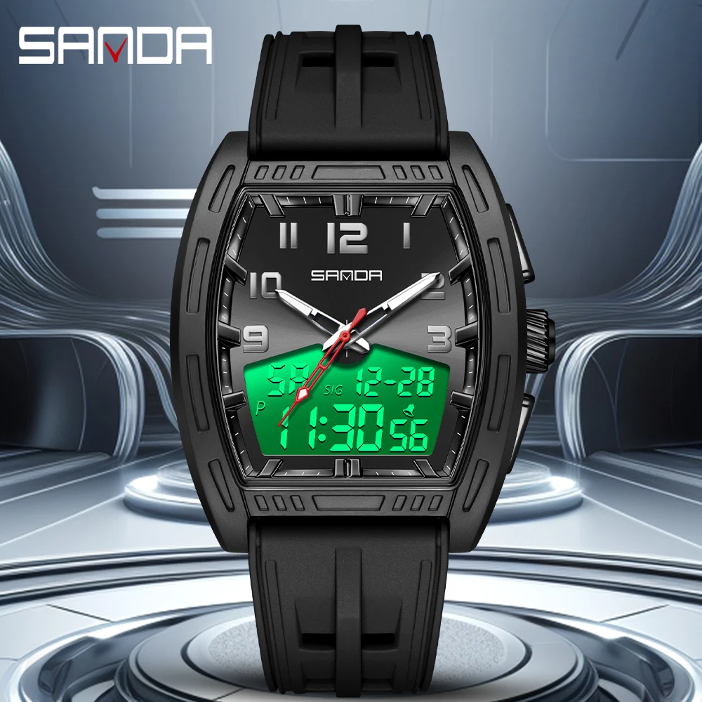 SANDA 6331 Luminous Original Electronic Digital Quartz Watch Sports Multi Functional Student Electronic Watch Timing Alarm Clock