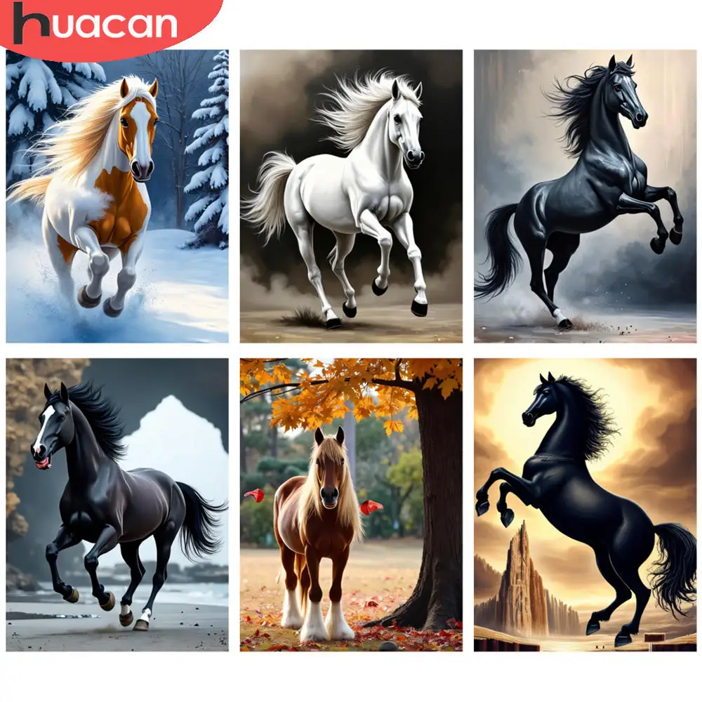 HUACAN Komplette Kits Diamant Malerei Running Horse Winter Szene 5D Diamant Stickerei Kits DIY Kunst Mosaik Strass Dekor