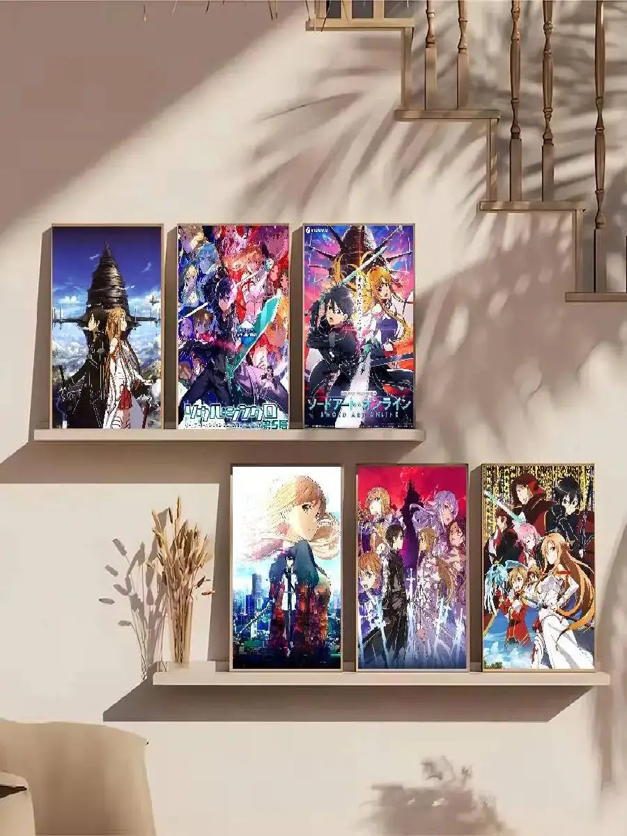 Anime Sword Art Online SAO Poster SelfAdhesive Waterproof Art Sticker for Coffee Shop Bar Dorm Room Wall Decor