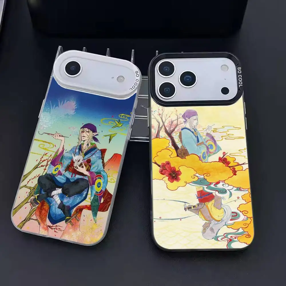 Аниме чехол для телефона M-Mononoke K-Kusuriuri для iPhone 17 16 15 14 13 12 11 Pro Max Plus, серебристый матовый чехол в стиле конфет.