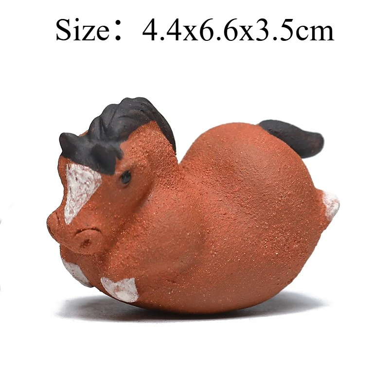 Purple Clay Chinese Zodiac Horse Tea Pet Handmade Tang Horse Tumbler Toy Little Pegasus Ceramic Animal Figurines Home Decoration