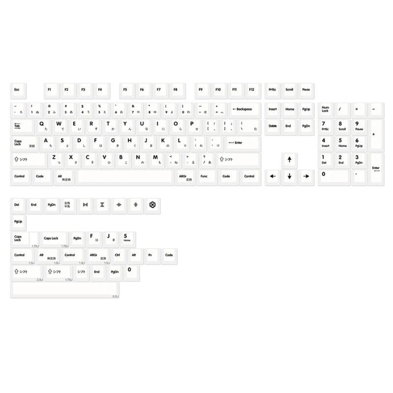 PBT 135 Keys Cherry Profile DYE-Sub Japanese Keycap Minimalist White Theme Minimalist Style for Mechanical Keyboard Cap