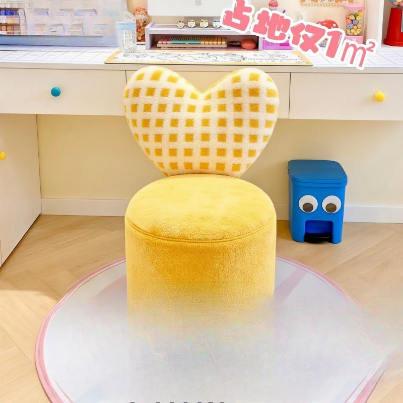Dopamine rotatable love round stool household bedroom living room small apartment dressing chair fabric cloakroom back chair