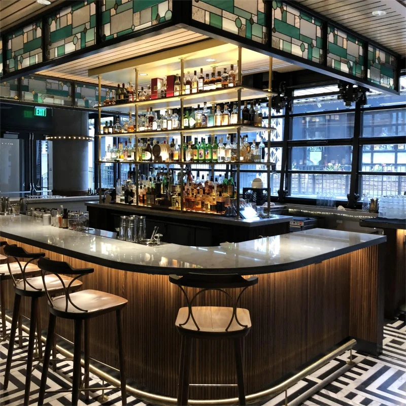 custom.Customized Modern Lighted Wooden Home Marble Wine Bar Counter Table Design Restaurant Shop Bar Counter