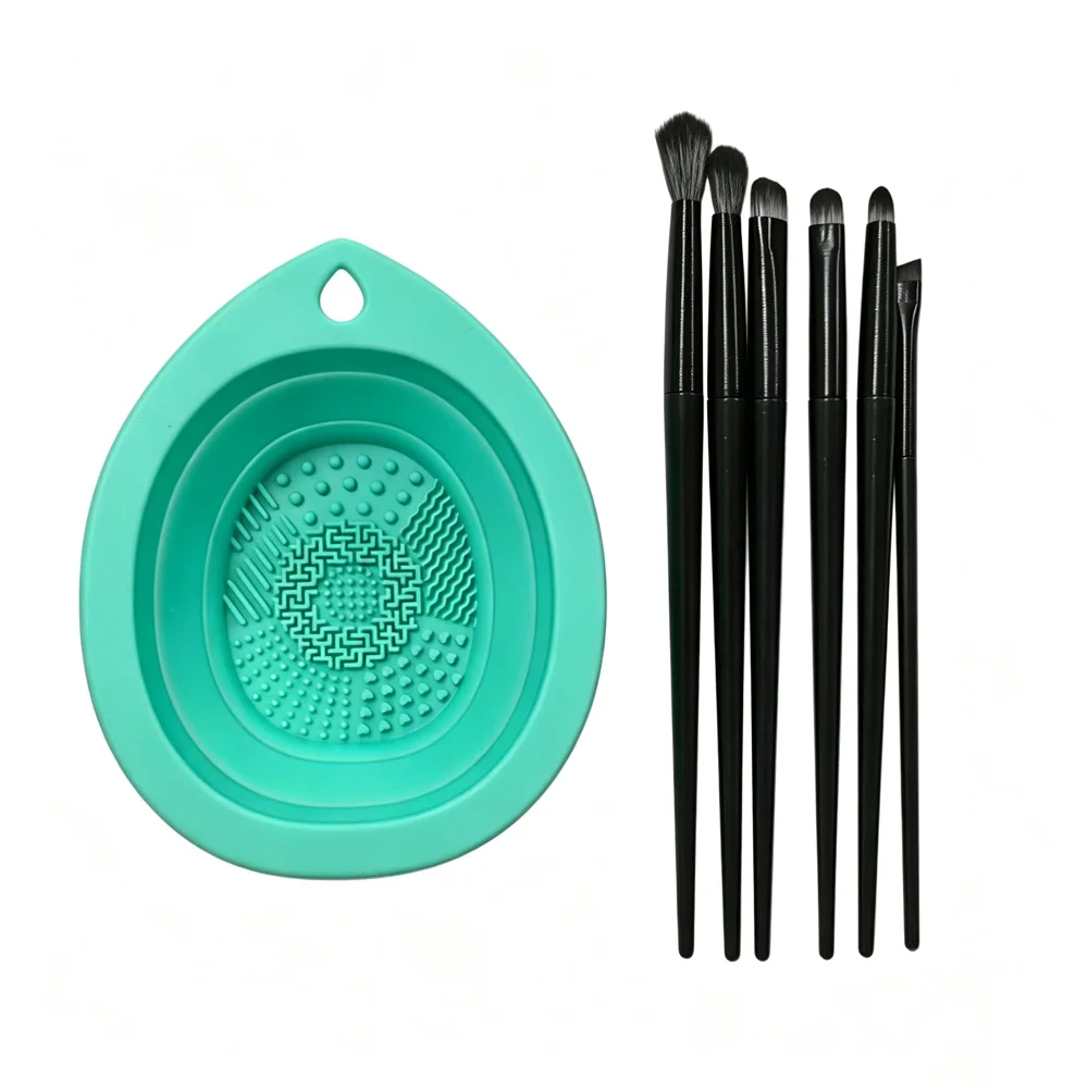 vvocci Eye Makeup Blending Brush Soft Makeup Brushes Powder Puff Beauty Cleaning Tools Hair Portable Full Set