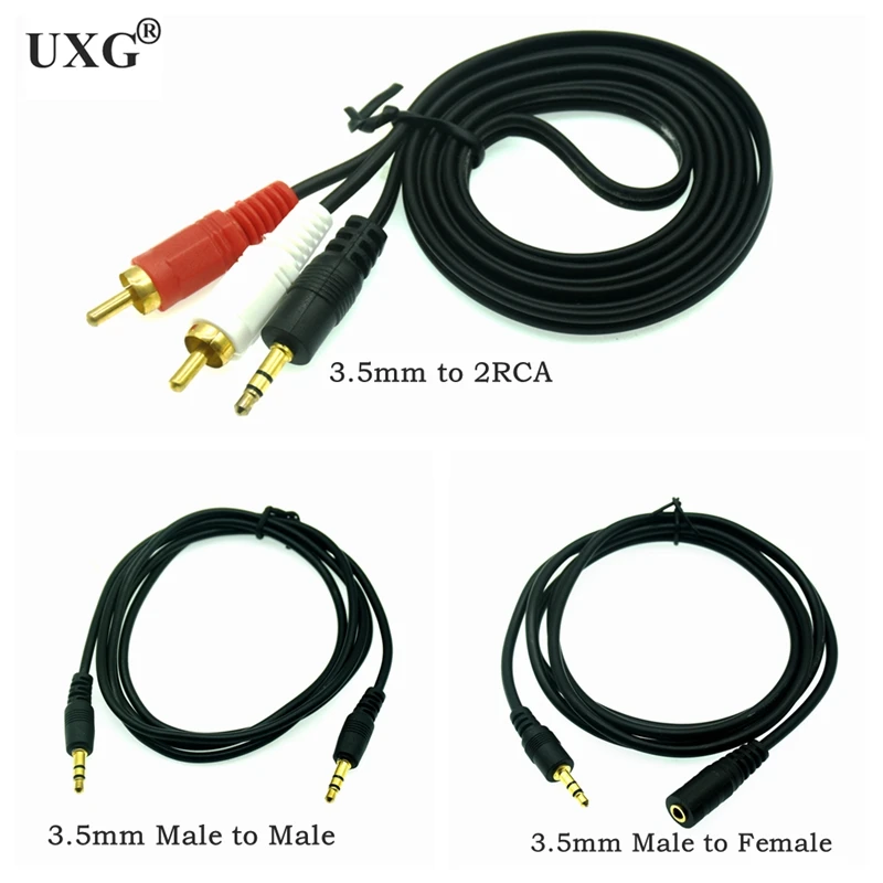 3.5MM 3.5 Plug to Male Female Headphone 2 RCA Cable for Car Earphone Speaker Cable 0.1m-10m