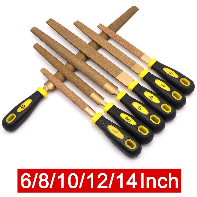 

4"6"8"10"12"14" Brazed Diamond File Flat Rasp Wood Plastic Hard Metal Burr Repairing Hand File Woodworking Grinding Carving Tool