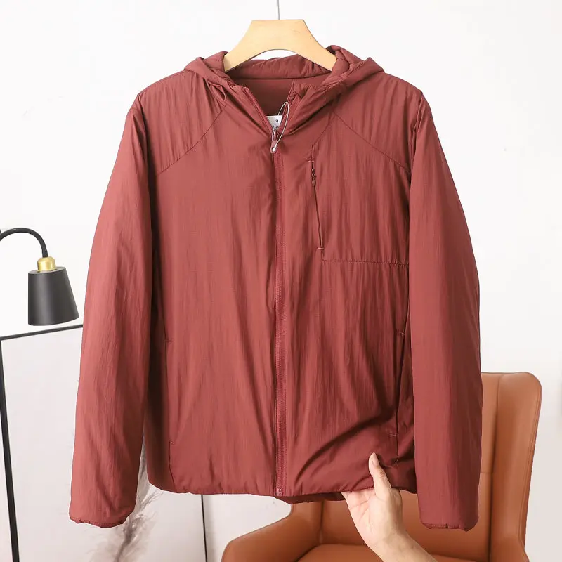 Outdoor-Herrenjacke aus Tech-Baumwolle mit Kapuze, gefüttert, 2026 Herbst-Winter, leicht, flauschig, kältebeständig, wasserdicht, lässiger warmer Parka. – Detail 13