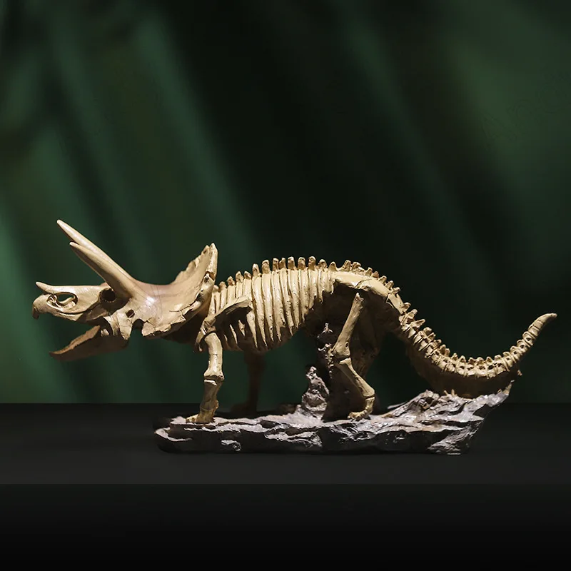 

European Resin Statuette Manual Triceratops Skeleton Living Room Ornaments Retro Art Western Restaurant Statue Home Decoration