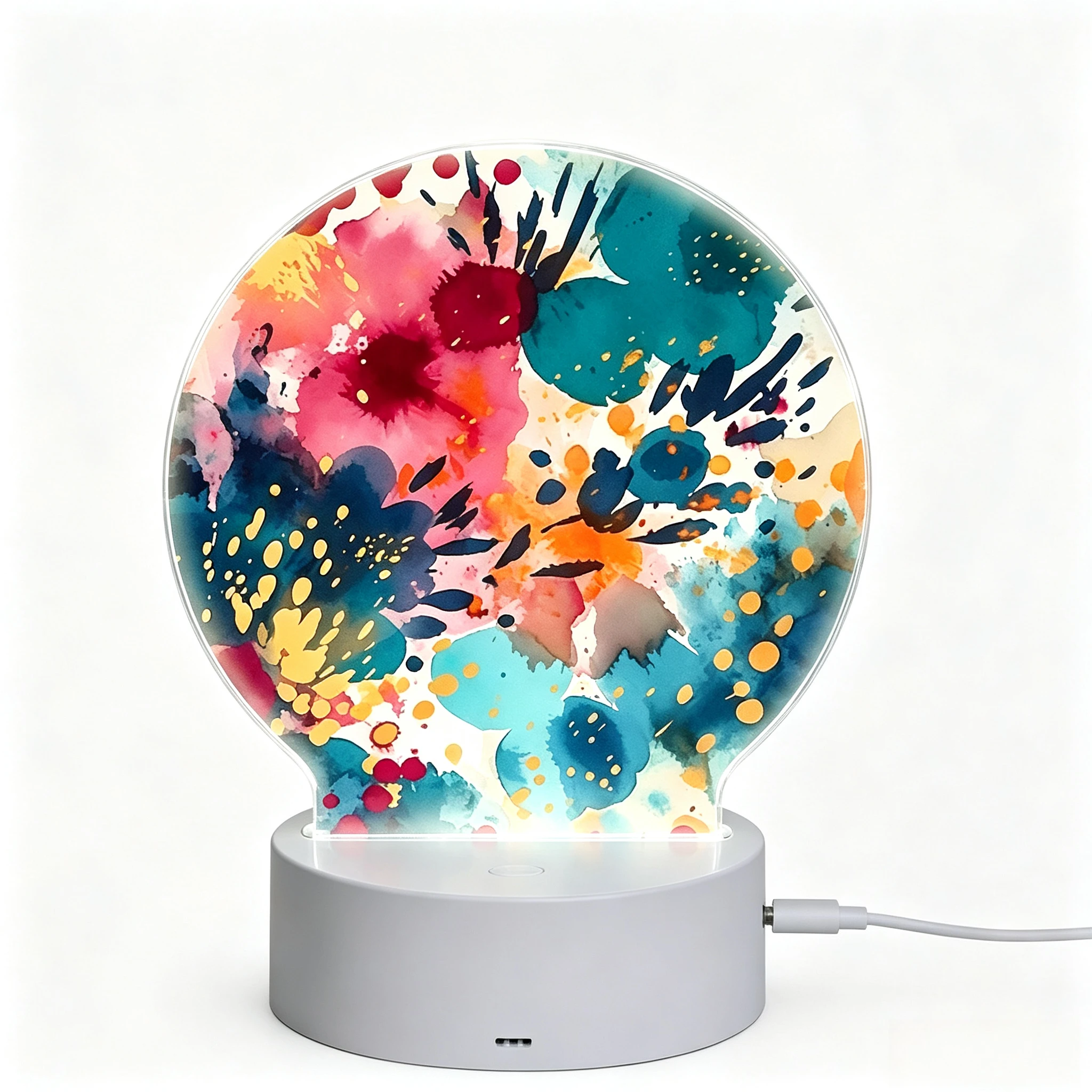 Acrylic Night Light Colorful Patterns Night Lamp with USB Bedside LED Night Light for Home Decorations Christmas Birthday Wedding Gifts