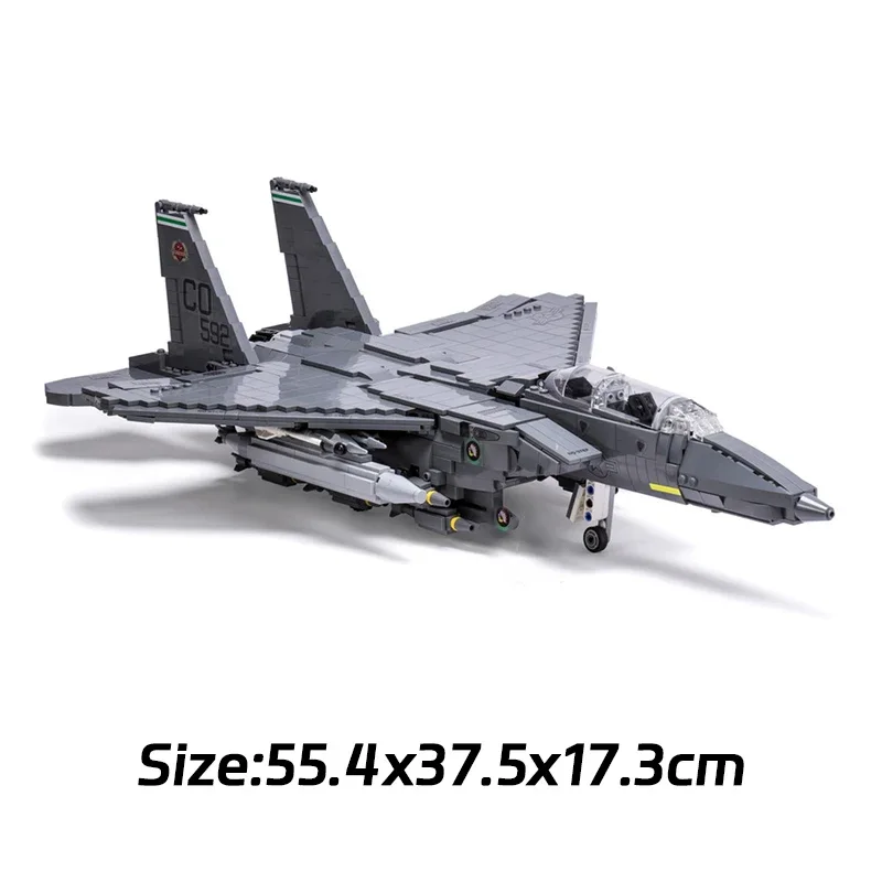 Military Aircraft Model Moc Building Bricks F-15E Strike Eagle Fighter Technology Blocks Gifts Christmas Toys DIY Sets Assembly