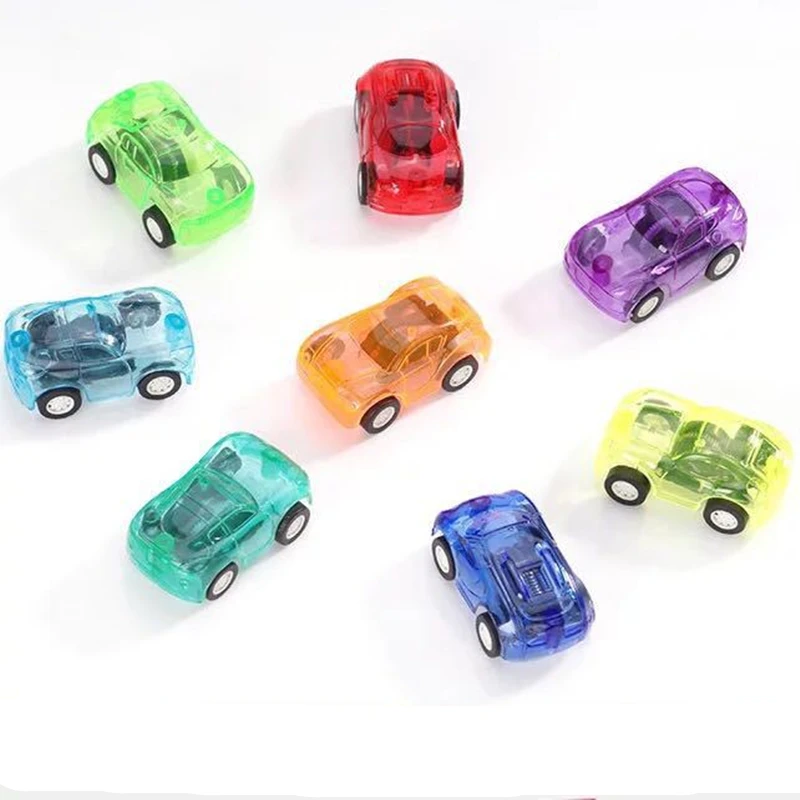 10Pcs Lot Mini Kids Pull Back Toy Cars Cartoon Plastic Transparent Inertial Vehicle Funny Car Model Children Birthday Gifts