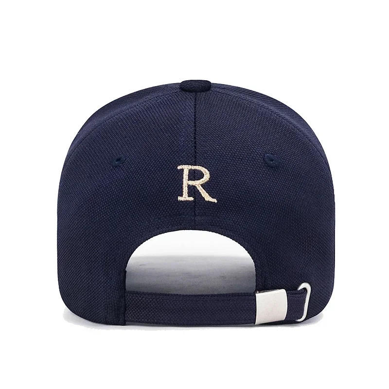 Brand New R Letter Gold Thread Embroidery Elastic Pineapple Cloth Material Thick and Durable High Quality Baseball Cap