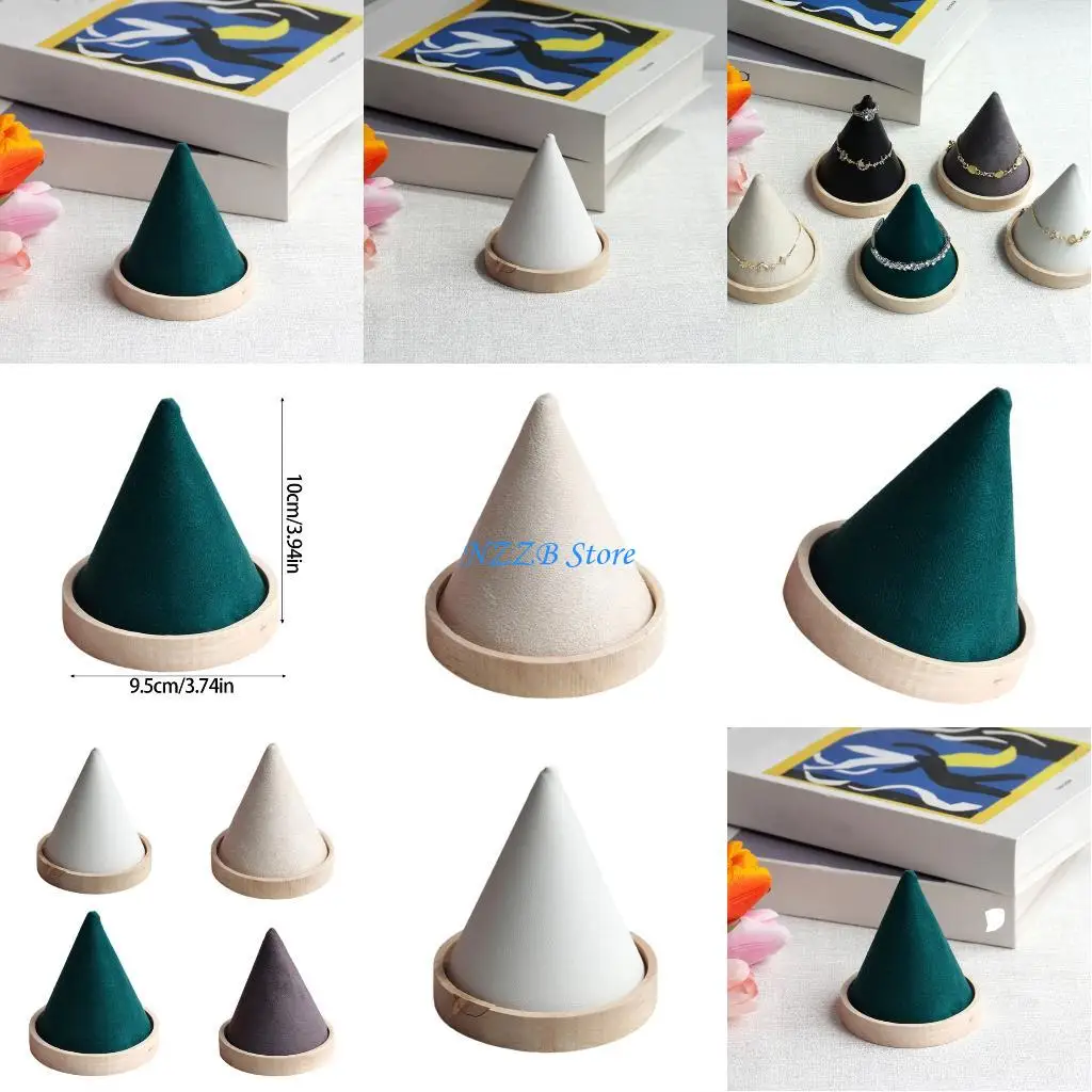

T21F Nonslip Conical Bracelet Display Base Velvets Cover Jewelry Organizers Retail Home Storaging Holder for Bracelets