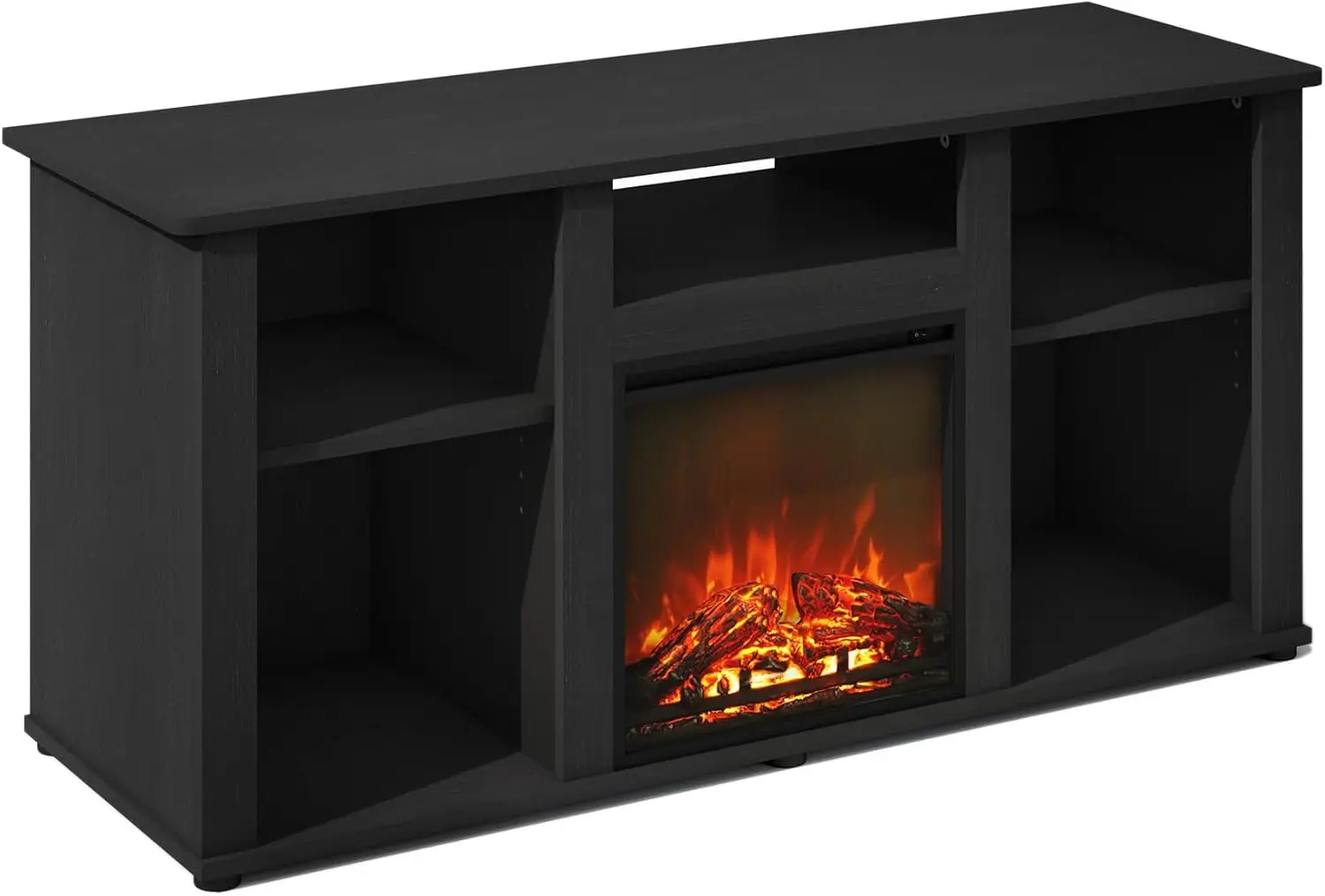 Jensen No Heat Decorative Electric Fireplace TV Stand, Entertainment Center for TV up to 55 Inch with Open Storage Compa