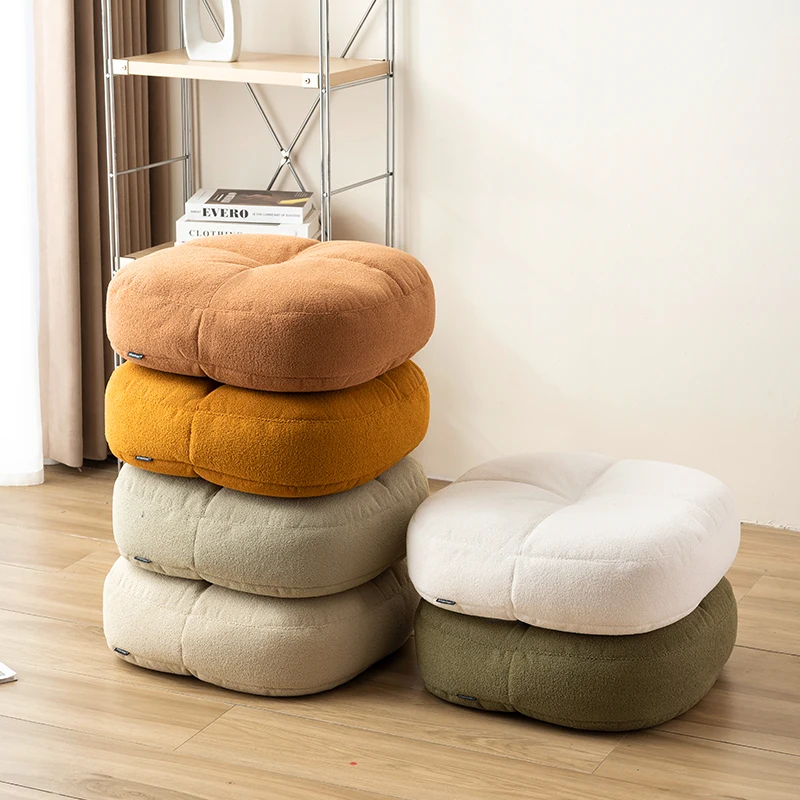 Teddy-Samt-Futon-Sitzkissen, cremefarben, modern, schlicht, einfarbig, Bodensitzkissen, lässiges Sofa, abnehmbarer und waschbarer Fußbezug