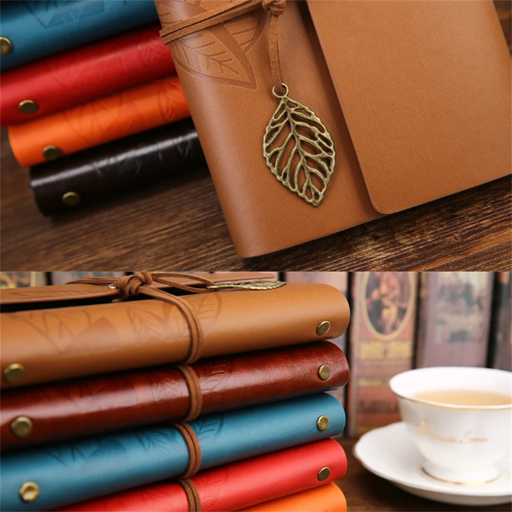 Leather Writing Journal Notebook Travel Writing Retro Pendants Classic Embossed Vintage Leather Notebook Creative Gifts