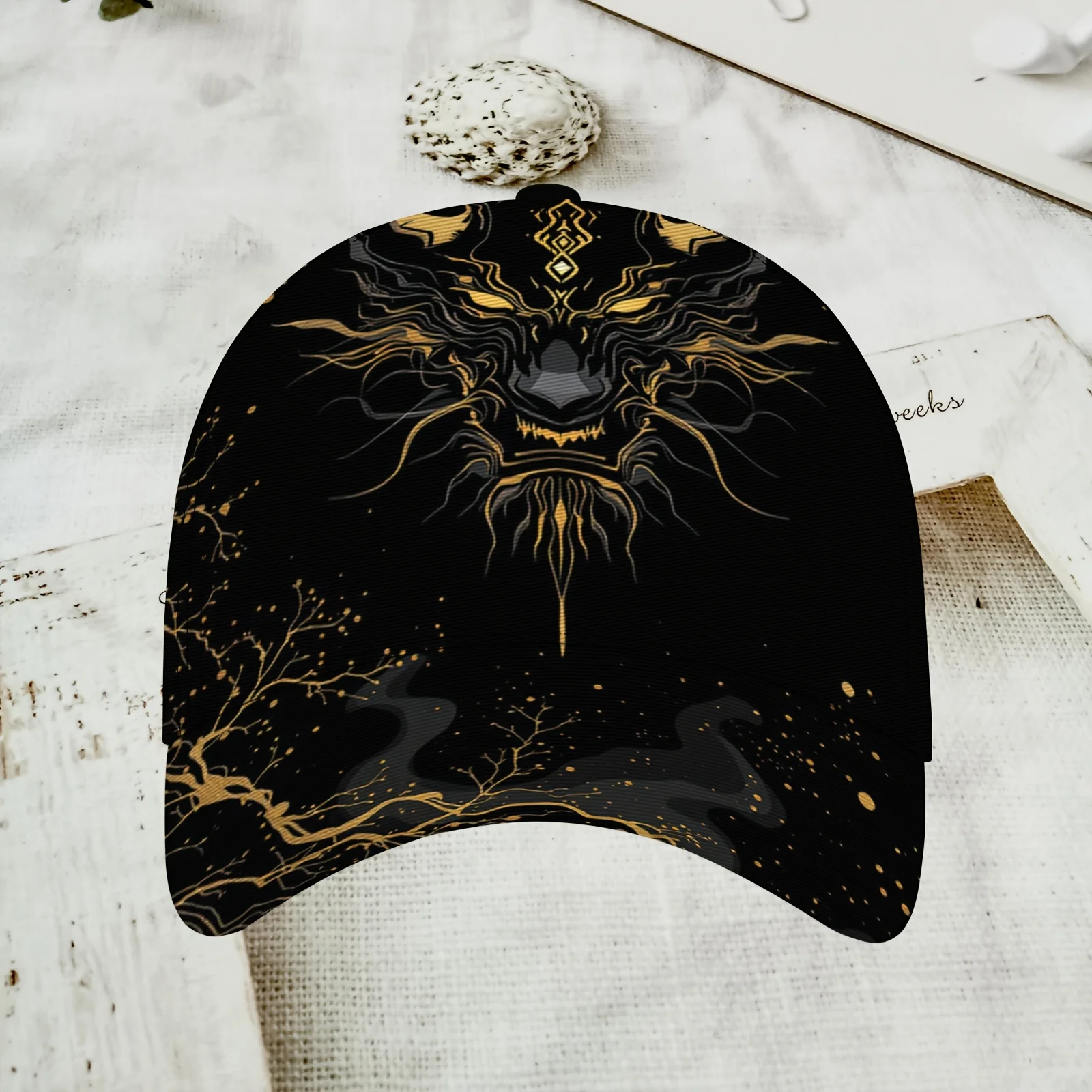 Golden Dragon Print Baseball Cap Japanese Mythical Art Pattern Adjustable Dad Hat Breathable Sun Hat For Men Women Outdoor Use