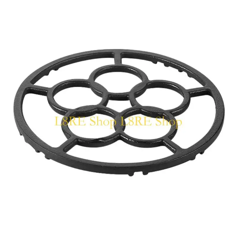 L8RE Iron Stove Holder 18.2cm Black Wok Rack Secure Pots and Pans Support Cookware Support Round Base for Gas Cooktops