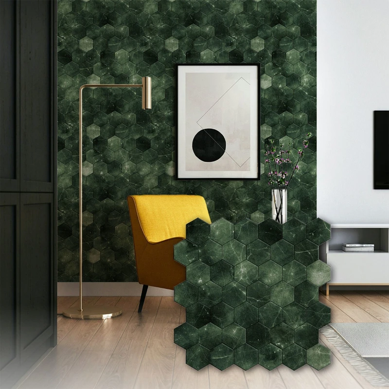 Mosaic hexagonal aluminum-plastic self-adhesive wall sticker metal wall decorative sticker
